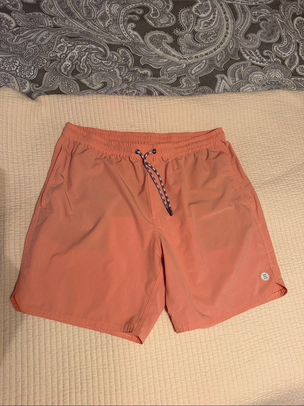 Free Fly Apparel Coral Orange Men's Swim Trunks with Drawstring